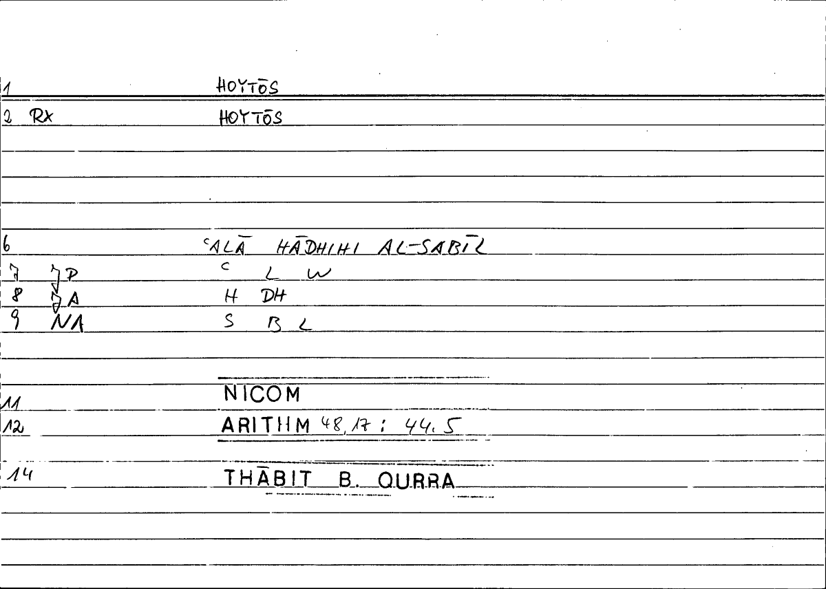 Filecard Nicom.Arithm.2110