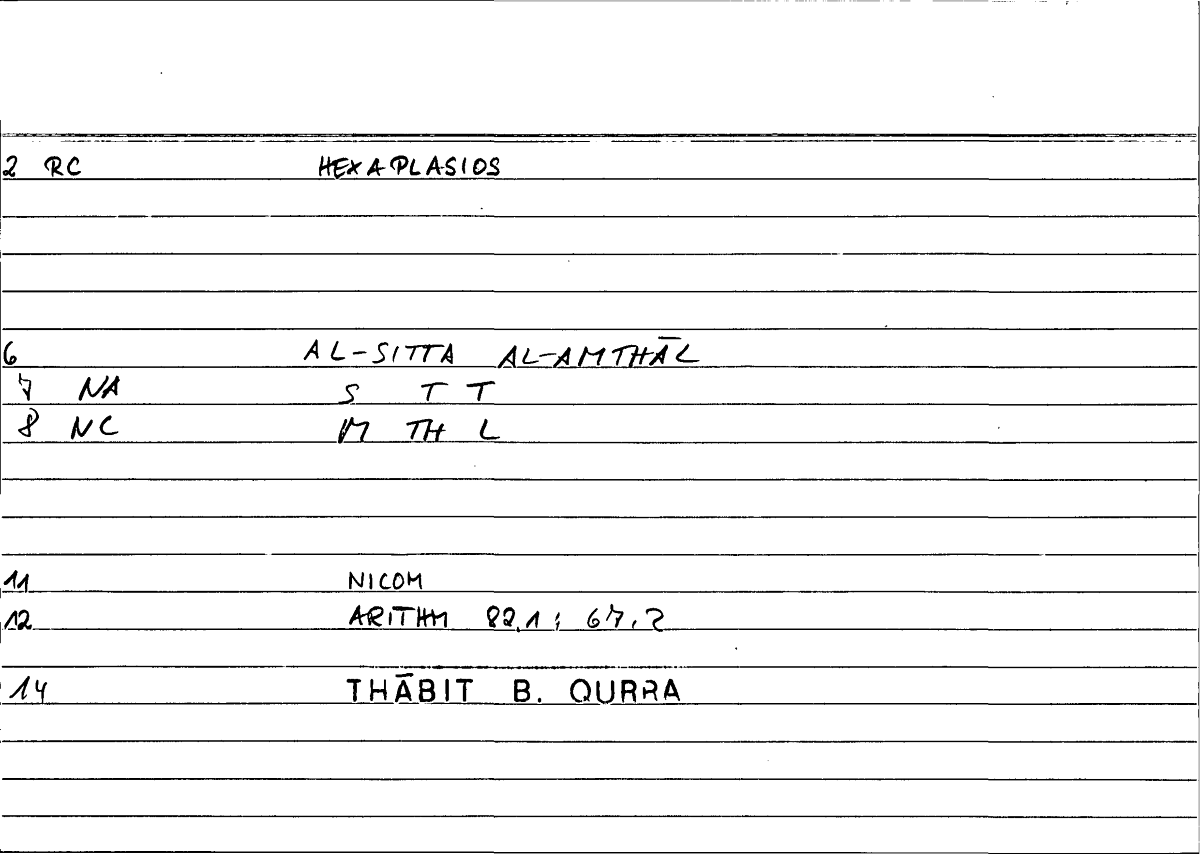 Filecard Nicom.Arithm.2146
