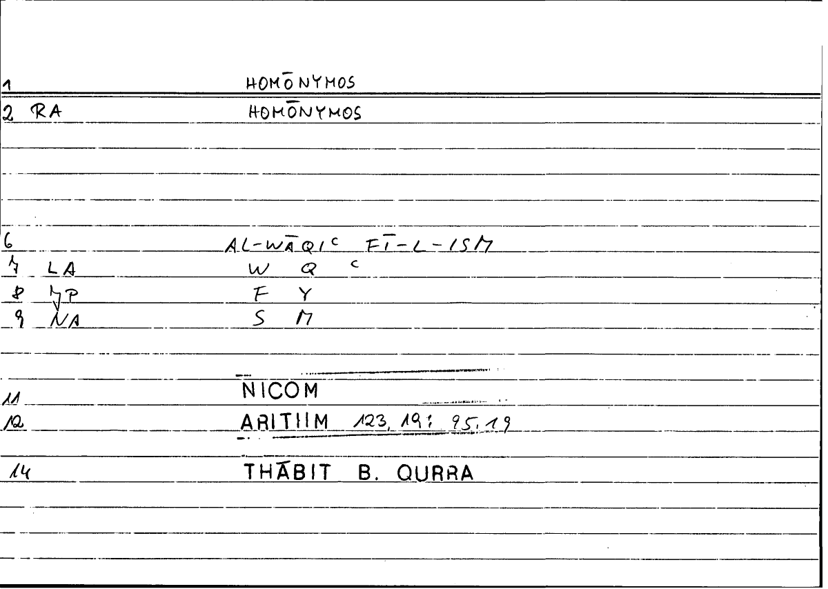 Filecard Nicom.Arithm.2306