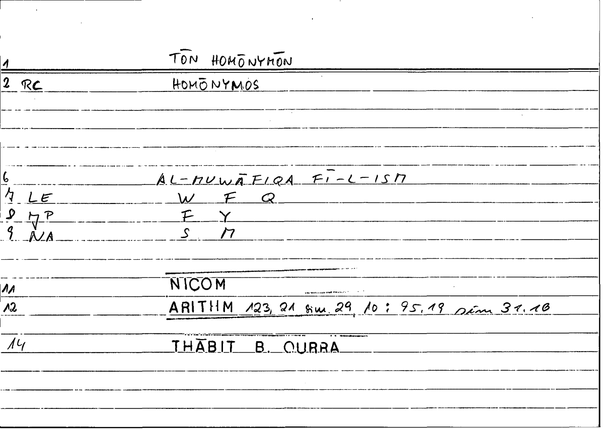 Filecard Nicom.Arithm.2307