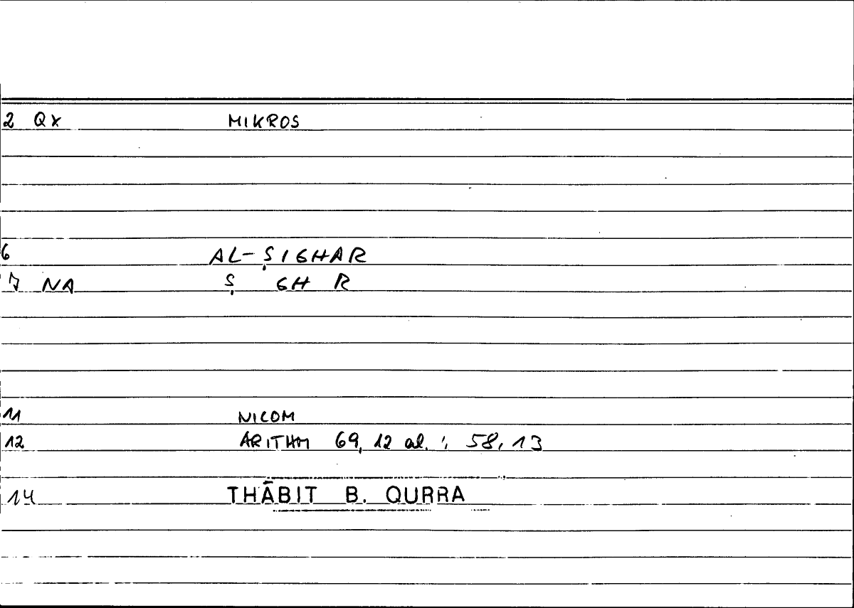 Filecard Nicom.Arithm.2770