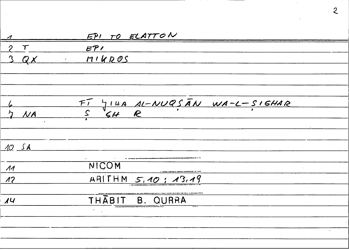 Filecard Nicom.Arithm.2774