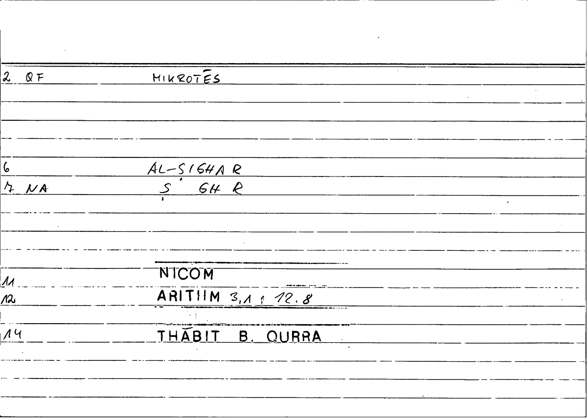Filecard Nicom.Arithm.2782