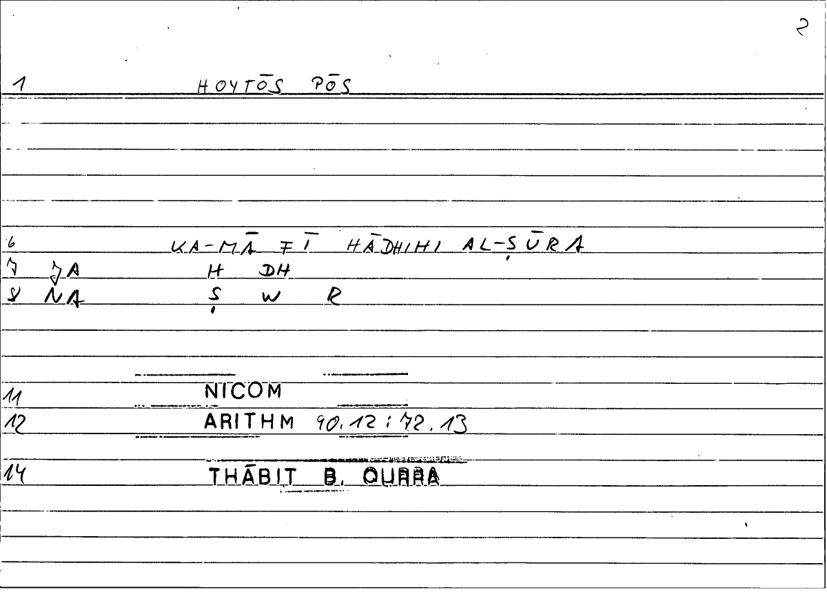 Filecard Nicom.Arithm.2815
