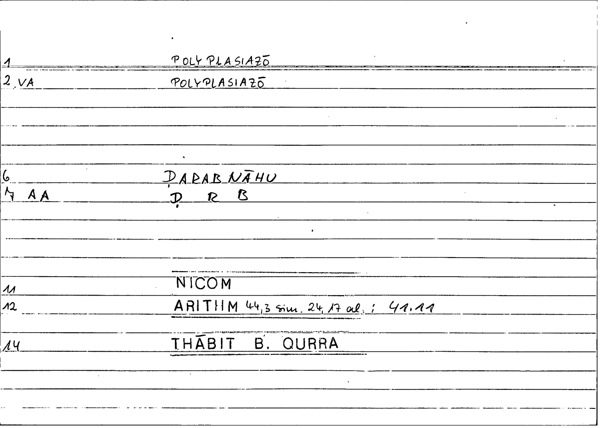 Filecard Nicom.Arithm.2897