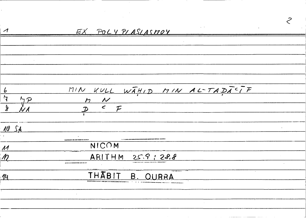 Filecard Nicom.Arithm.2924