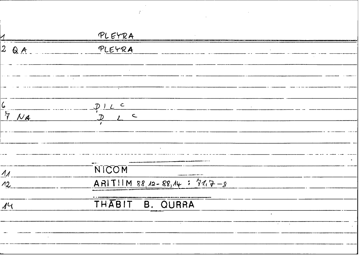 Filecard Nicom.Arithm.2940