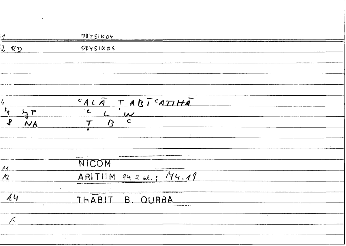 Filecard Nicom.Arithm.2961