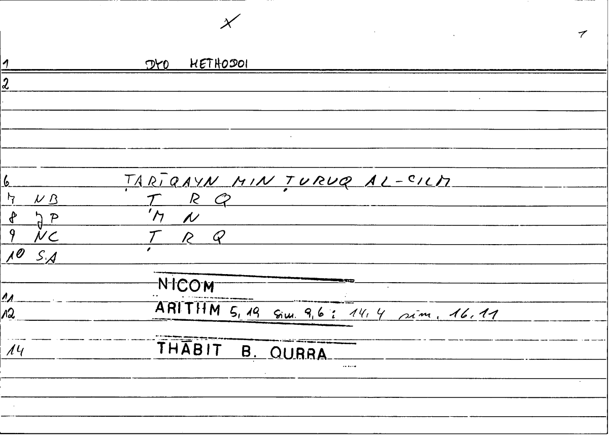 Filecard Nicom.Arithm.3035