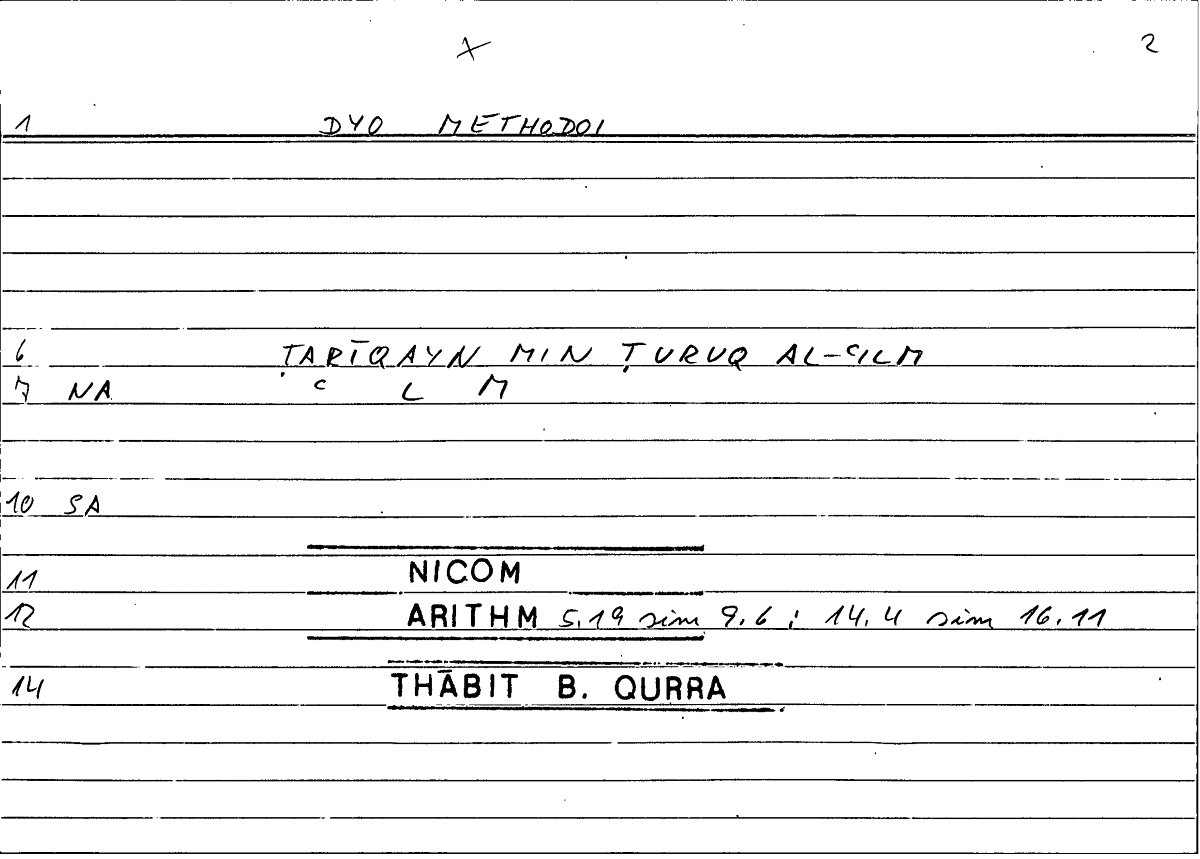 Filecard Nicom.Arithm.3036