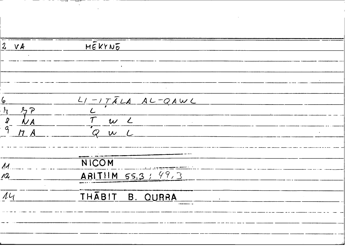 Filecard Nicom.Arithm.3053