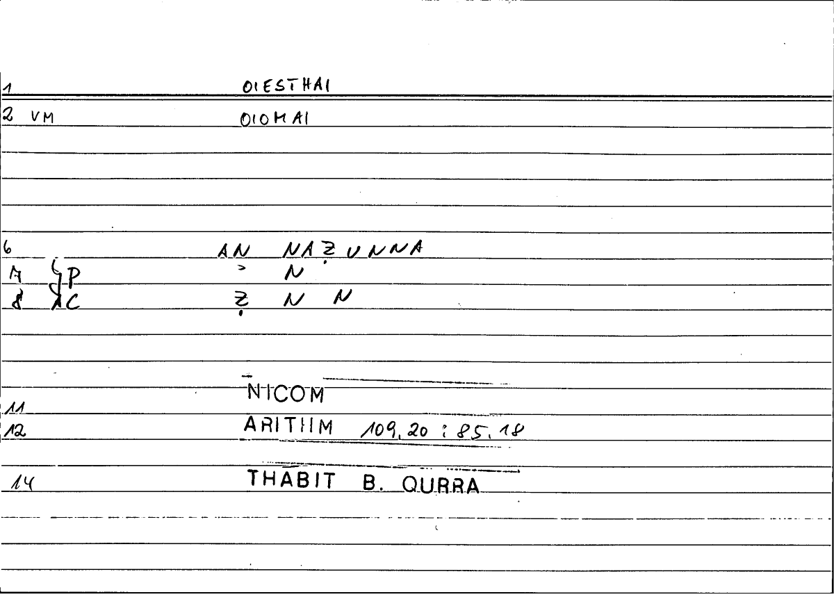 Filecard Nicom.Arithm.3058