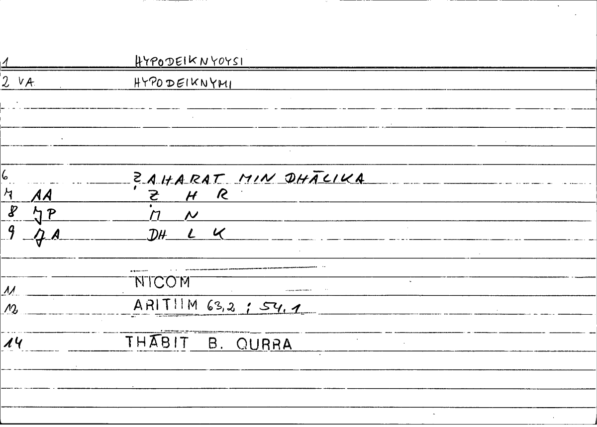 Filecard Nicom.Arithm.3061