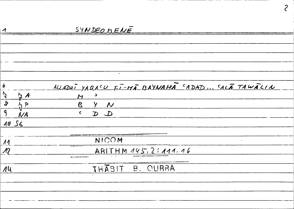 Filecard Nicom.Arithm.3104