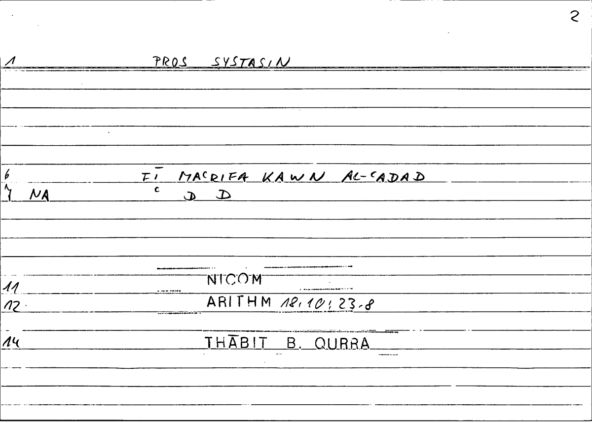 Filecard Nicom.Arithm.3108