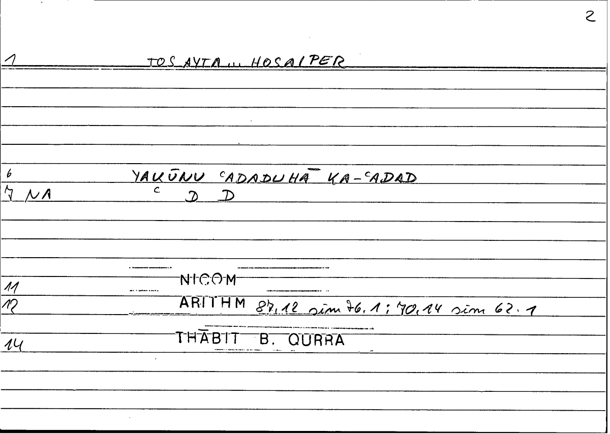 Filecard Nicom.Arithm.3114