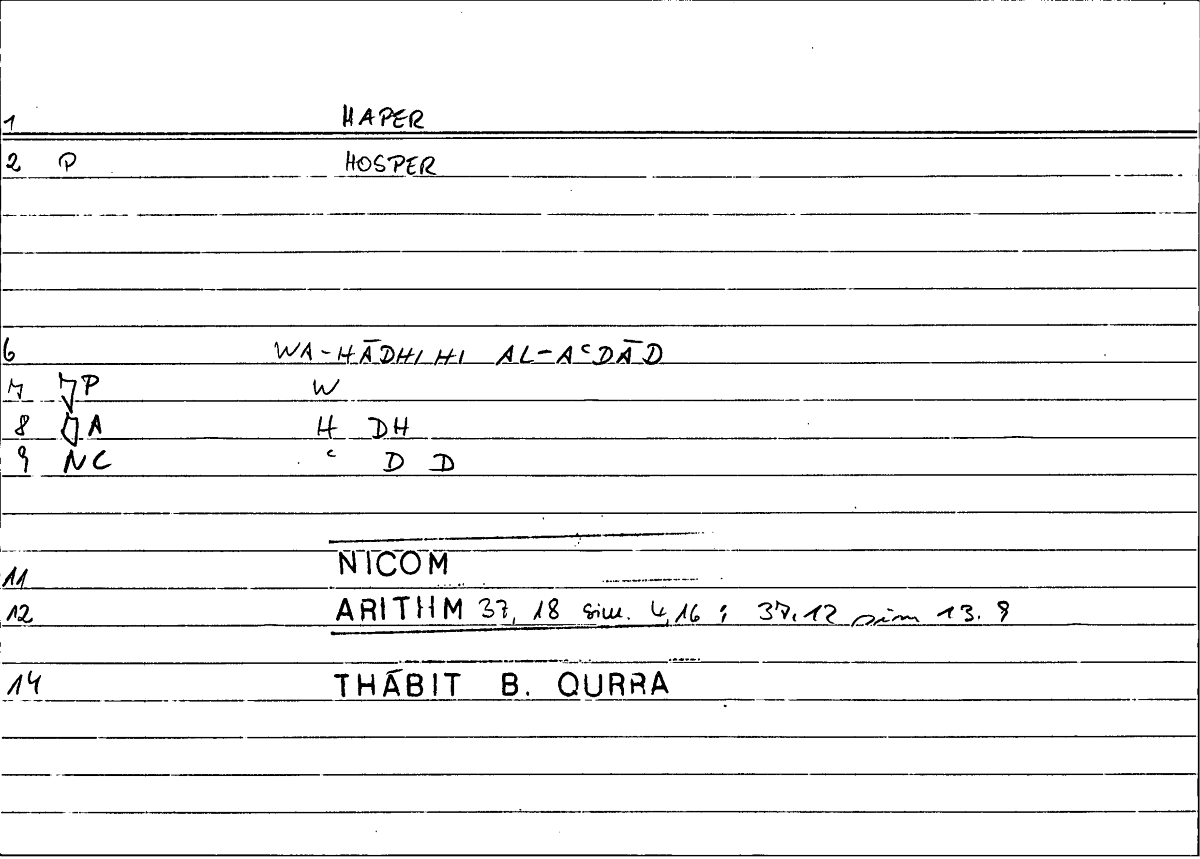 Filecard Nicom.Arithm.3148