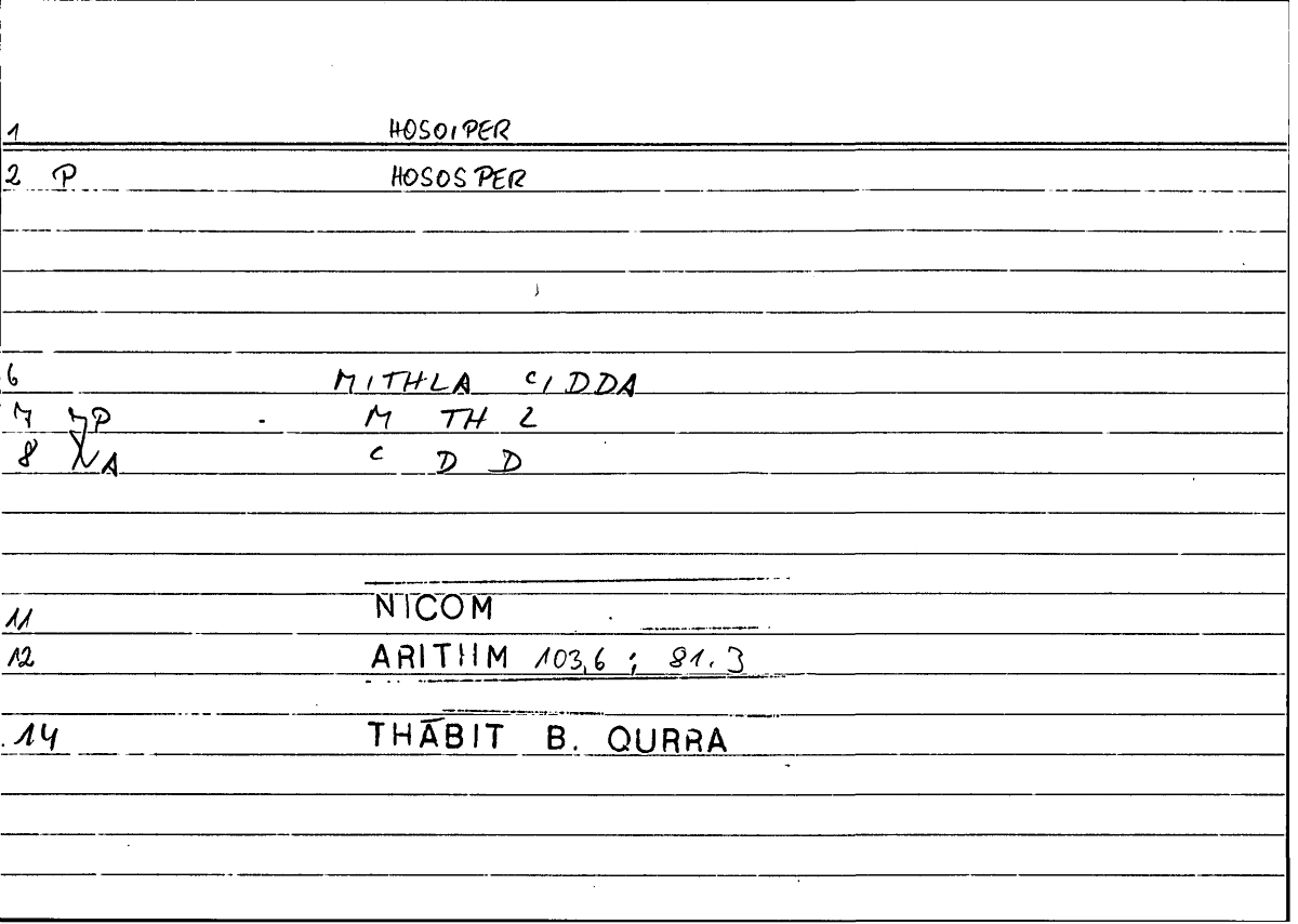 Filecard Nicom.Arithm.3149