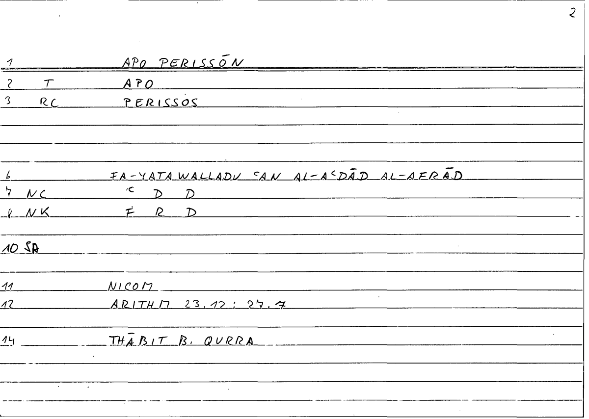 Filecard Nicom.Arithm.3154