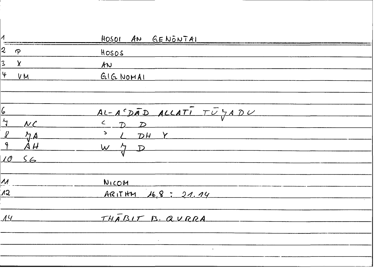 Filecard Nicom.Arithm.3167