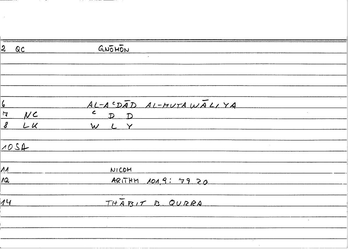 Filecard Nicom.Arithm.3168