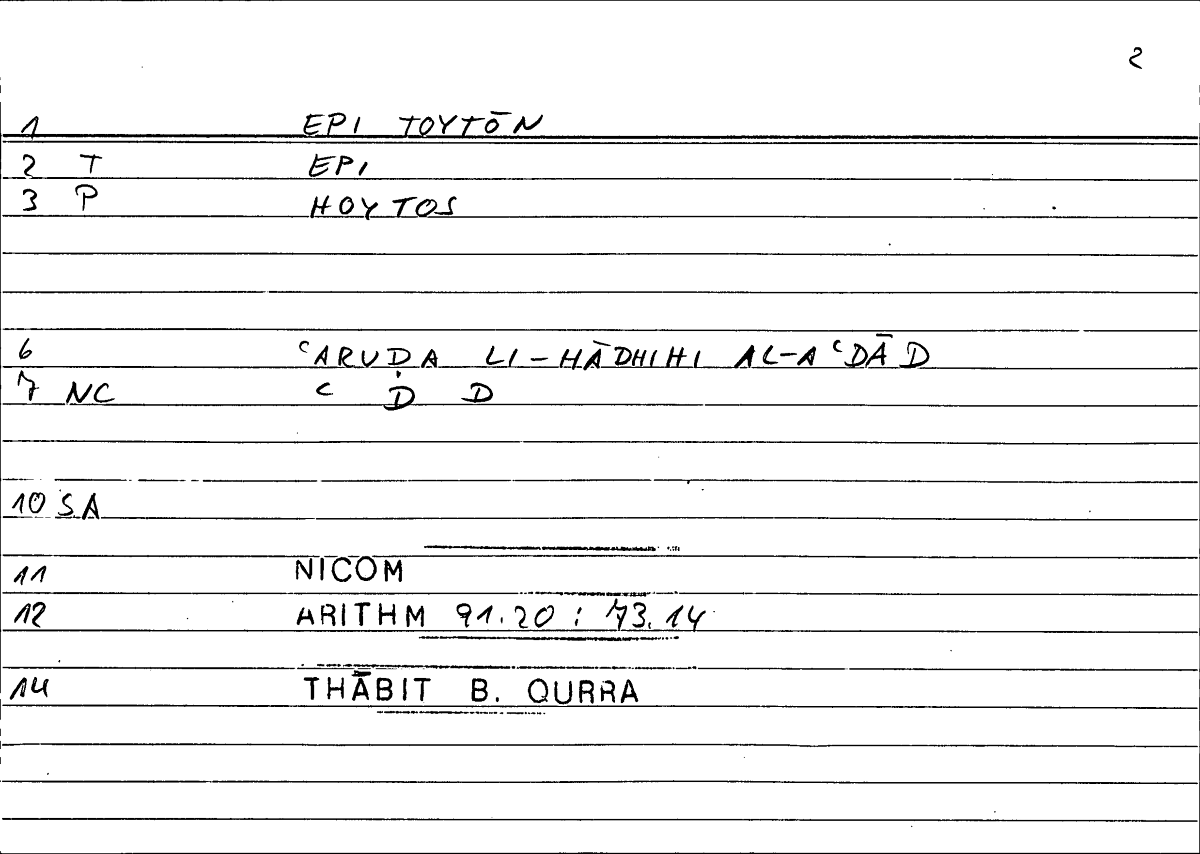 Filecard Nicom.Arithm.3182