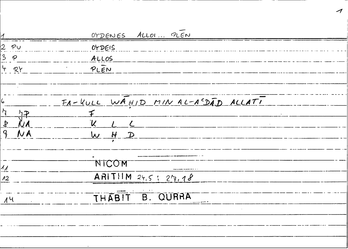 Filecard Nicom.Arithm.3191