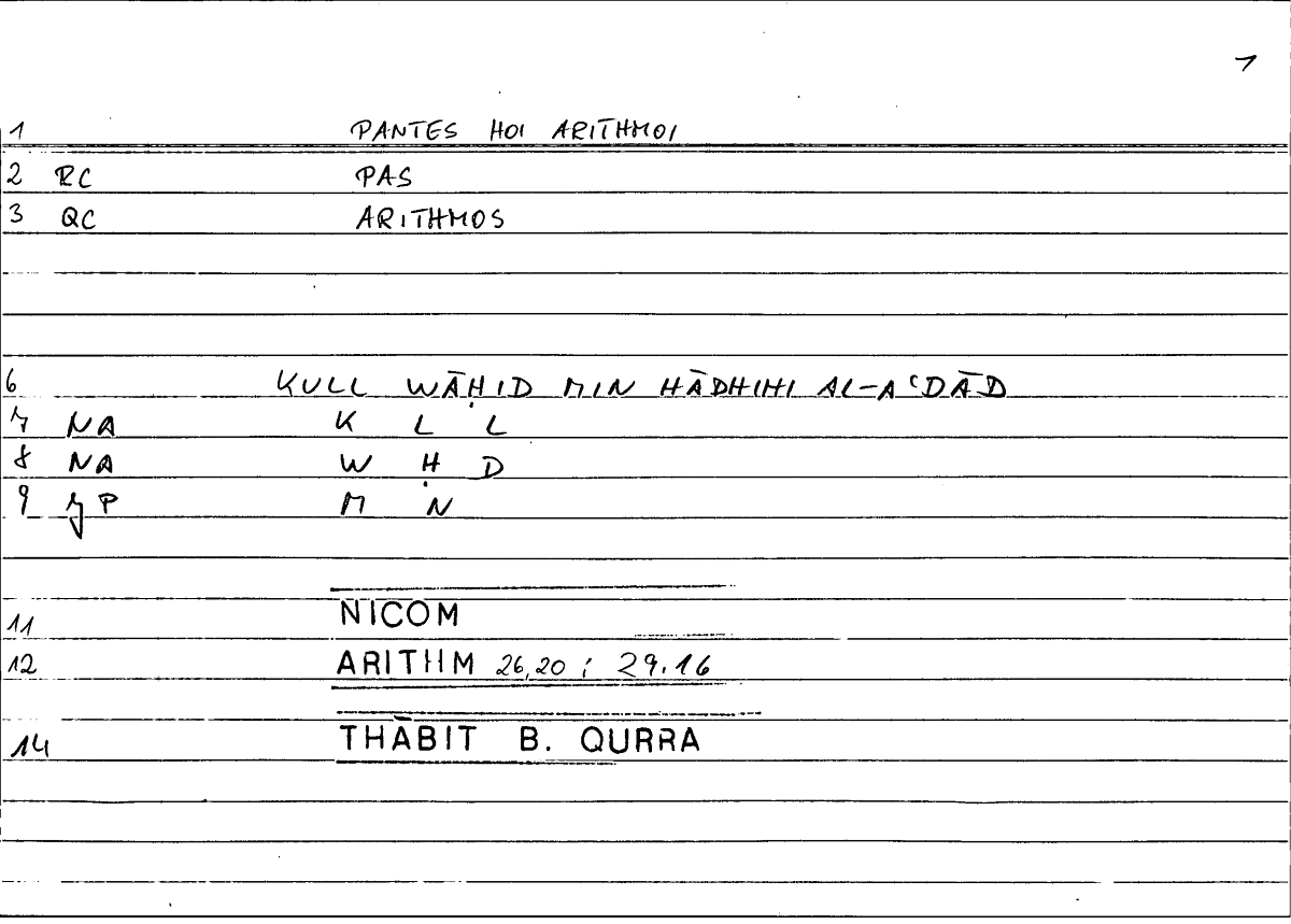 Filecard Nicom.Arithm.3203
