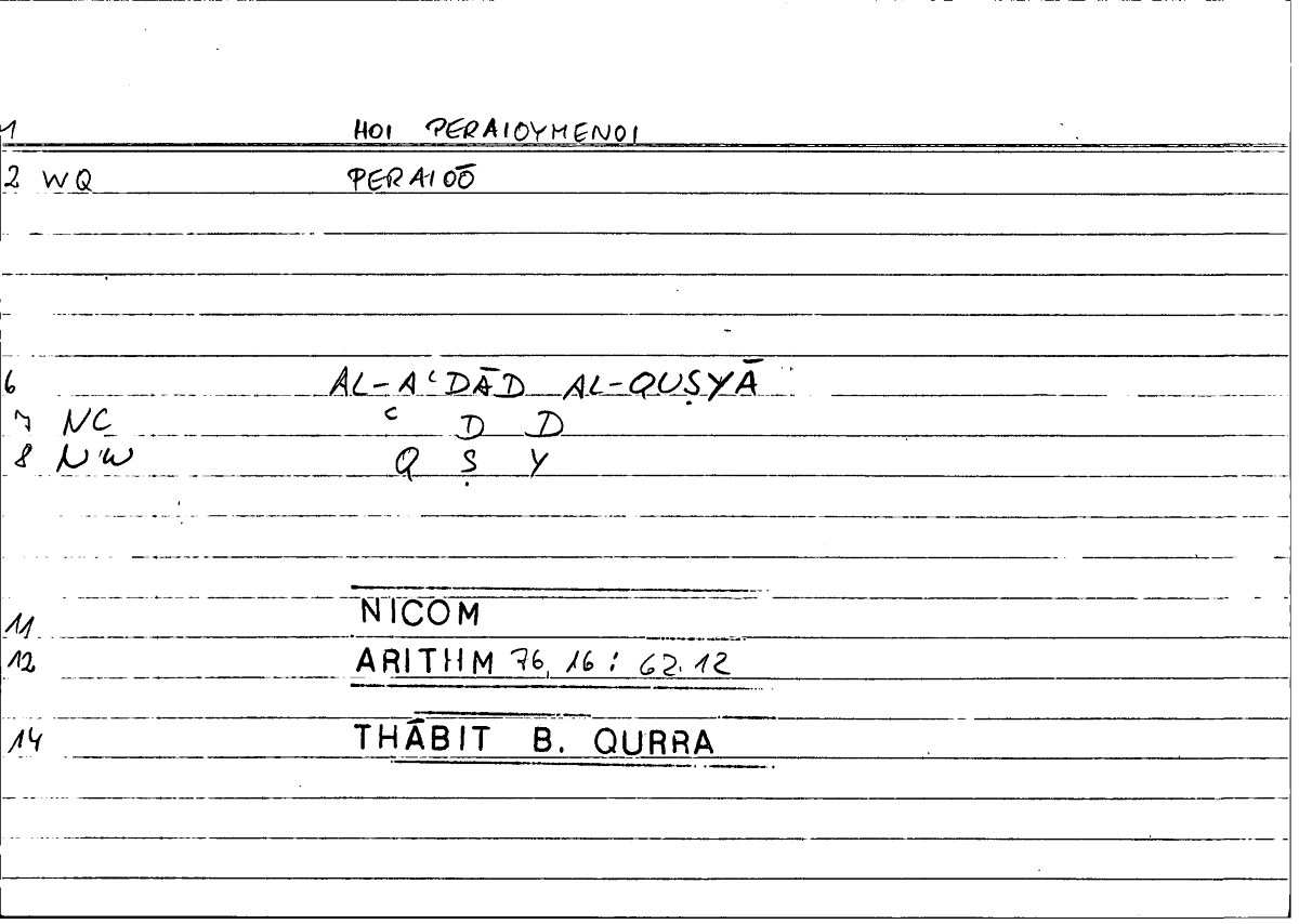 Filecard Nicom.Arithm.3205