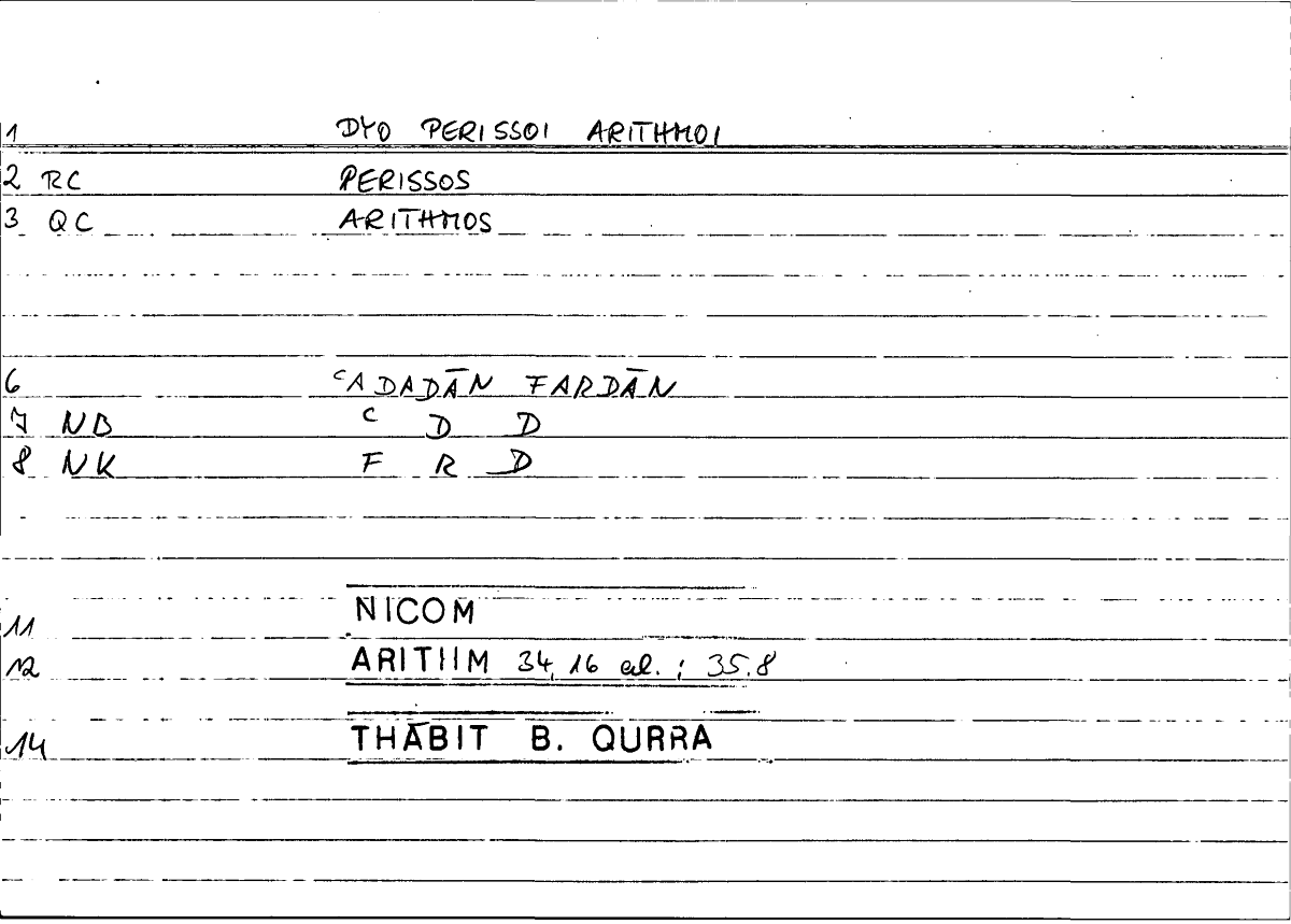 Filecard Nicom.Arithm.3208