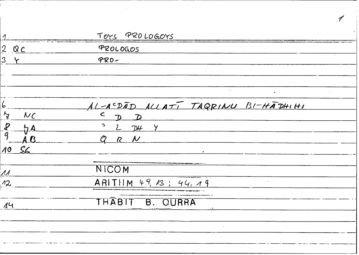 Filecard Nicom.Arithm.3218