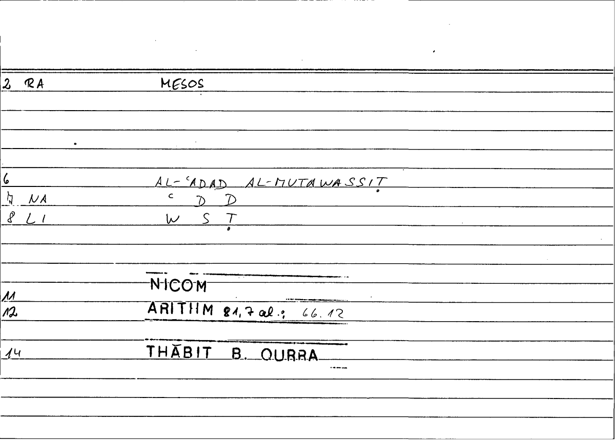 Filecard Nicom.Arithm.3235