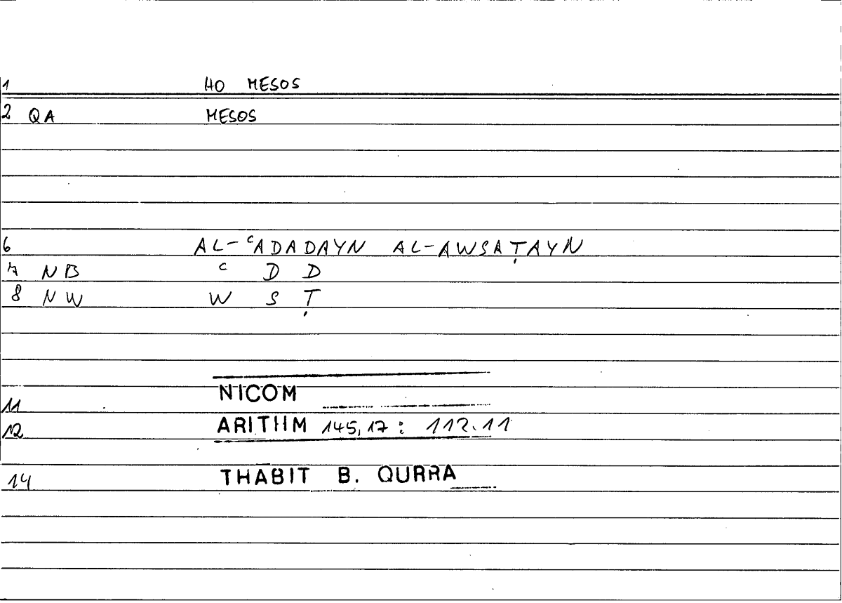 Filecard Nicom.Arithm.3238