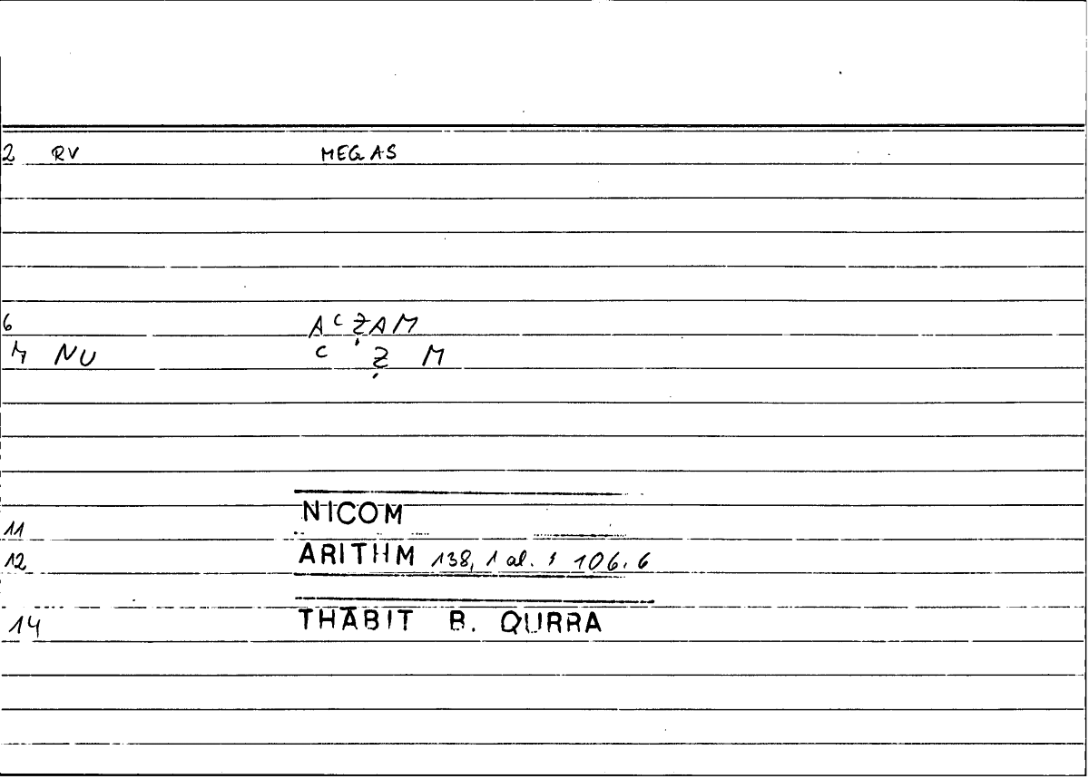 Filecard Nicom.Arithm.3305