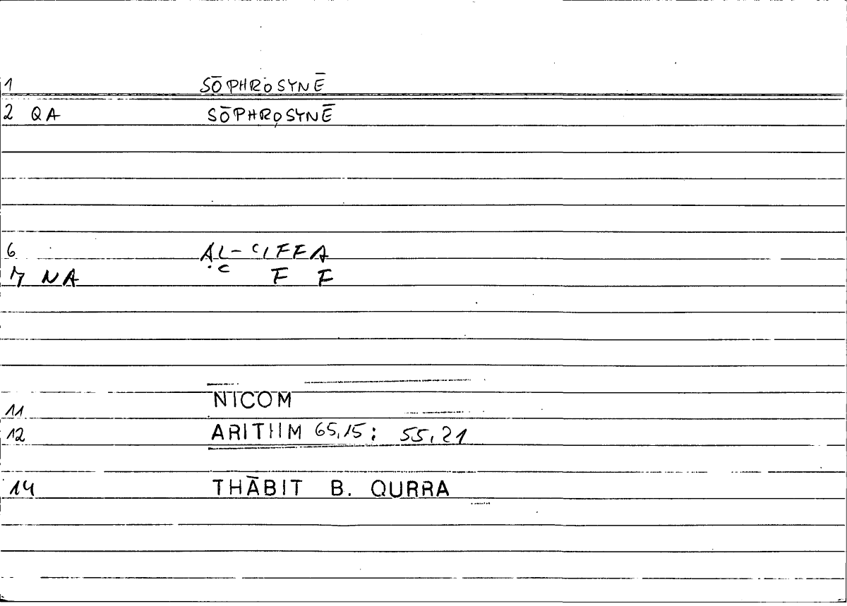 Filecard Nicom.Arithm.3308