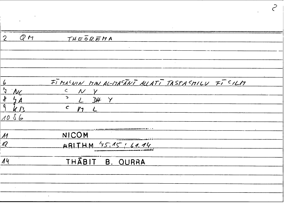 Filecard Nicom.Arithm.3379