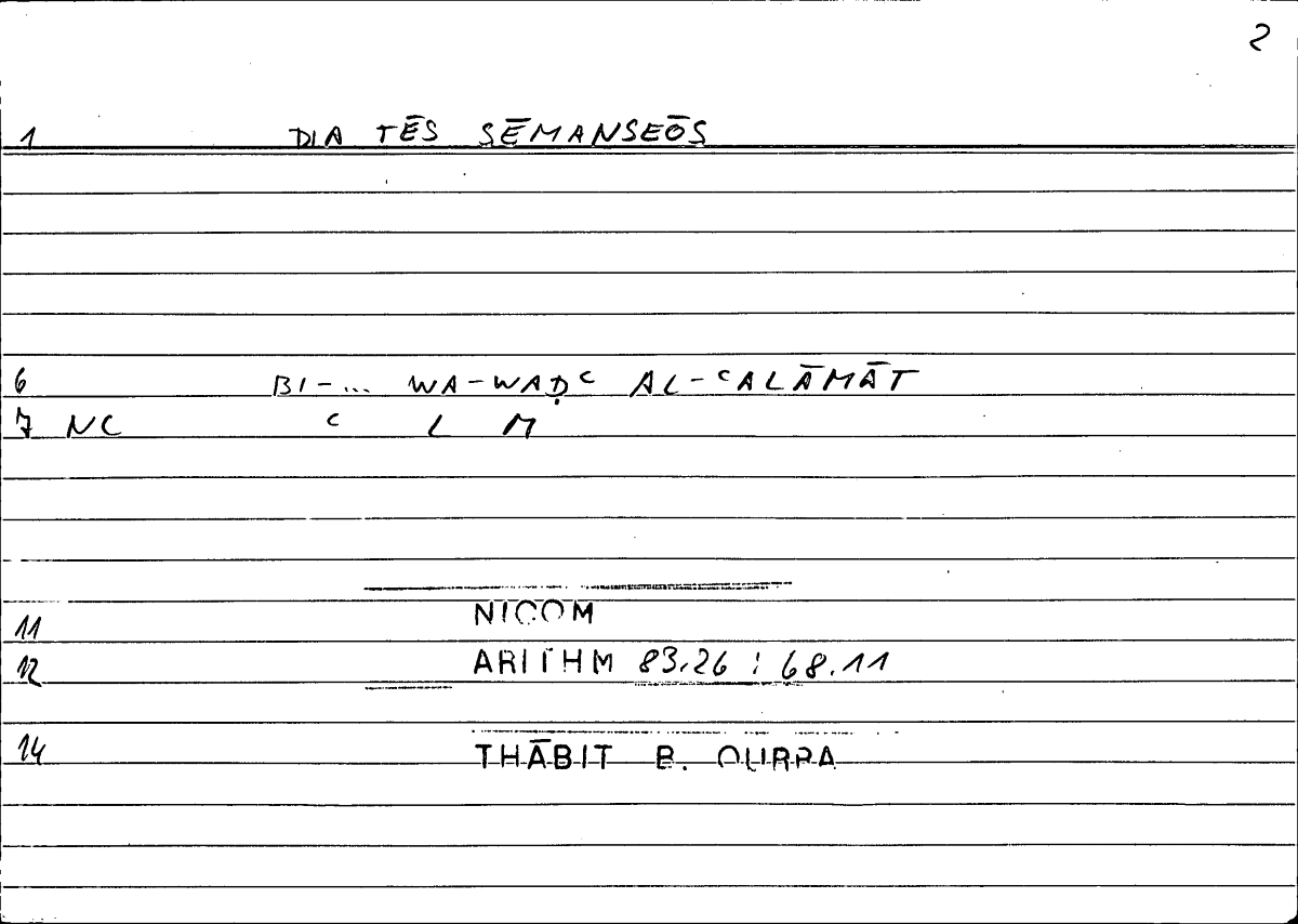 Filecard Nicom.Arithm.3388