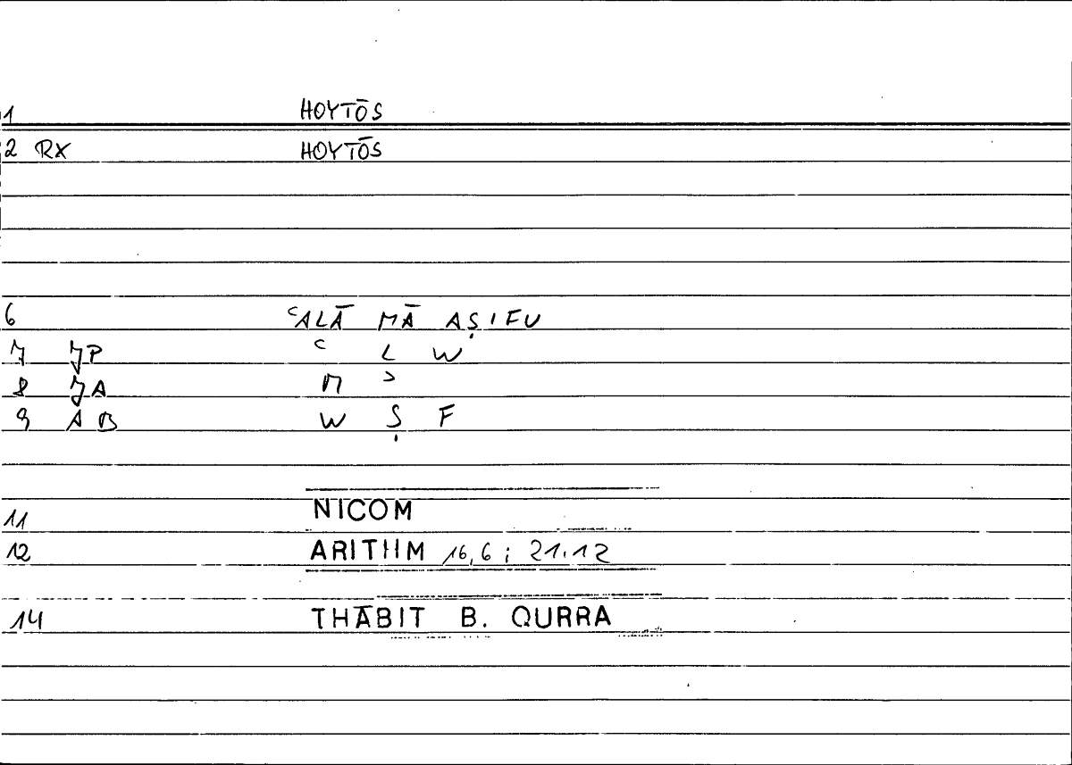 Filecard Nicom.Arithm.3419