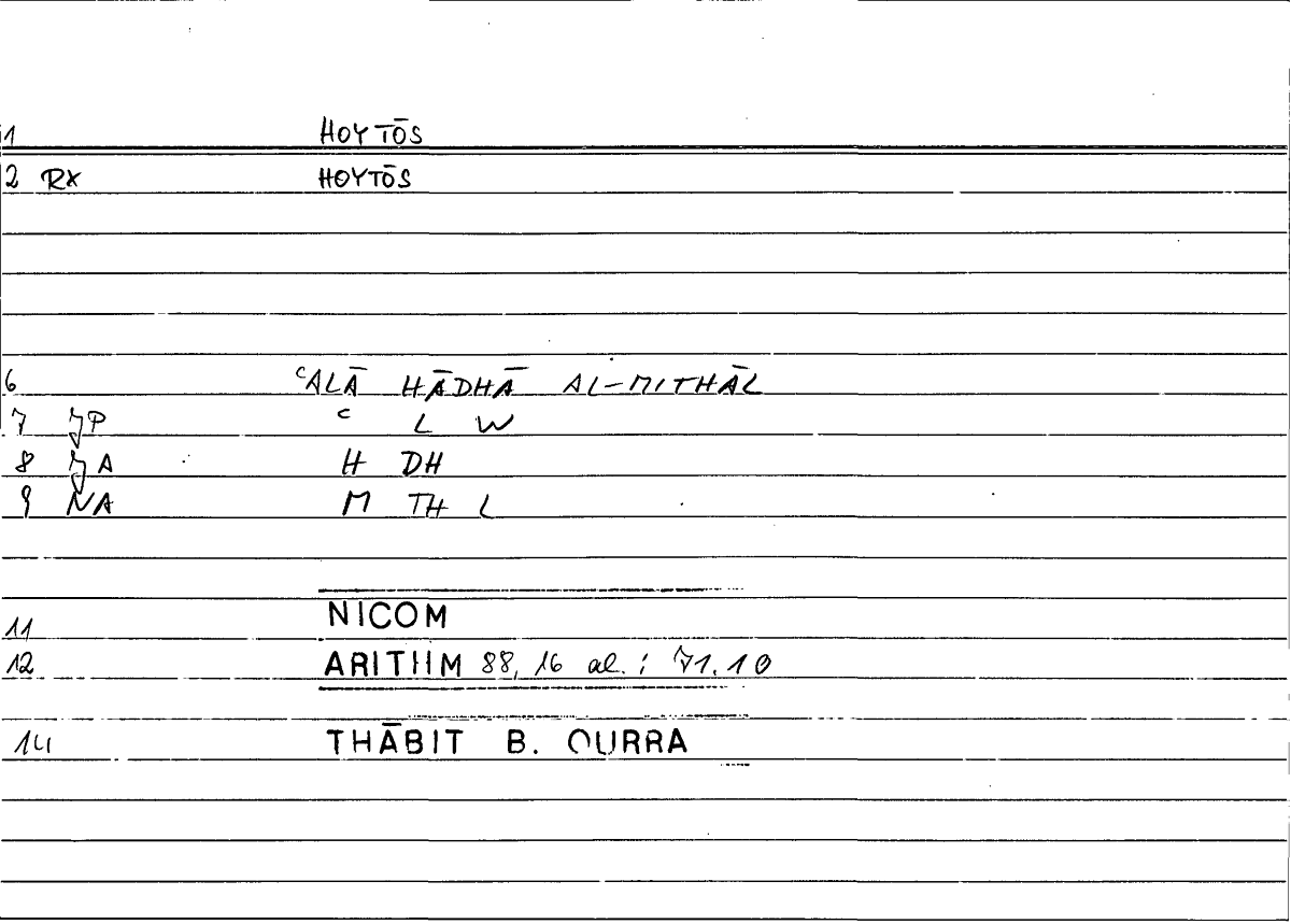 Filecard Nicom.Arithm.3423
