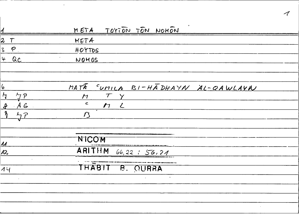 Filecard Nicom.Arithm.3456