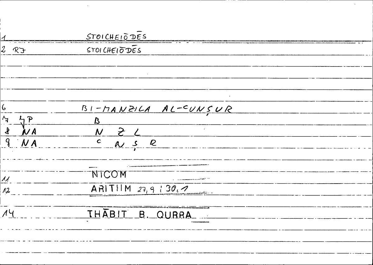 Filecard Nicom.Arithm.3464