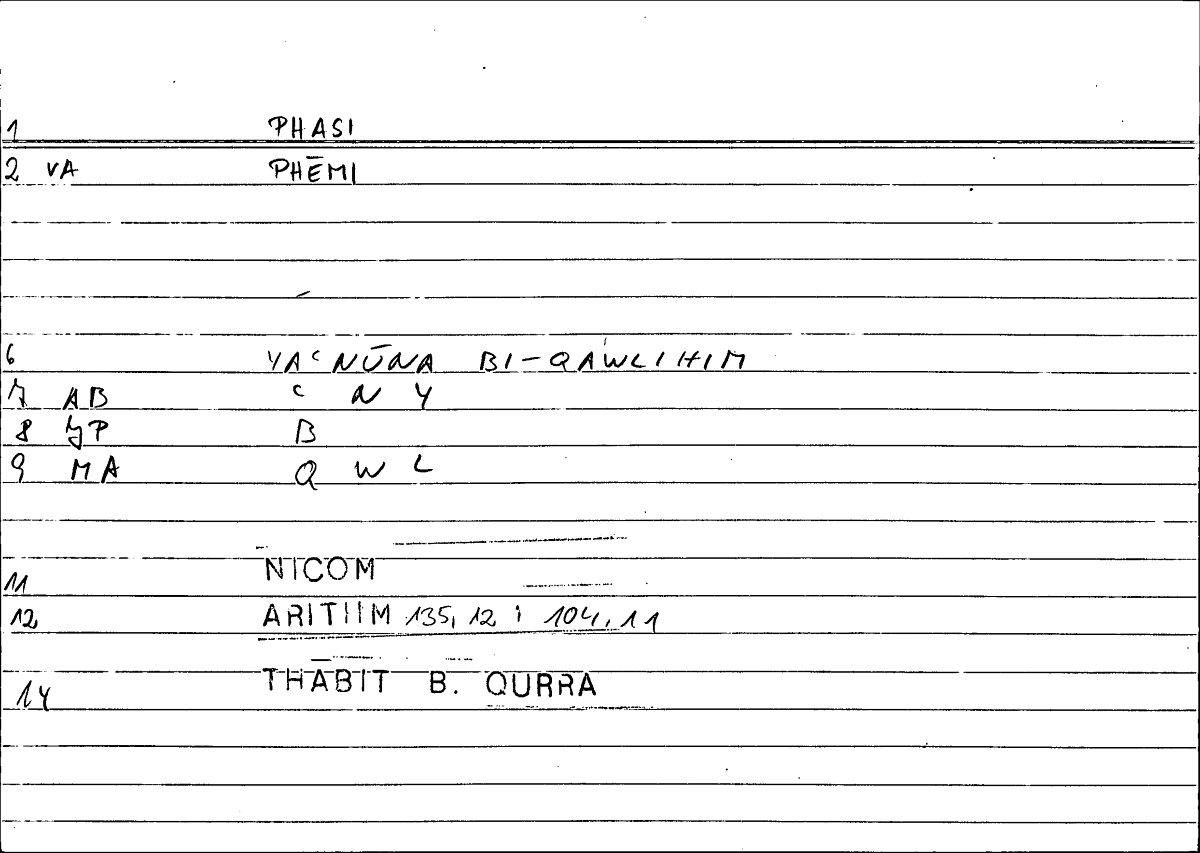 Filecard Nicom.Arithm.3476
