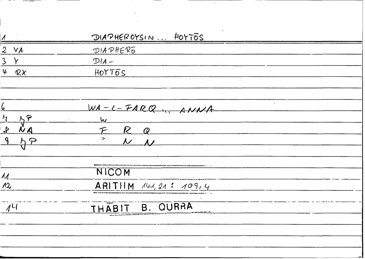Filecard Nicom.Arithm.3631