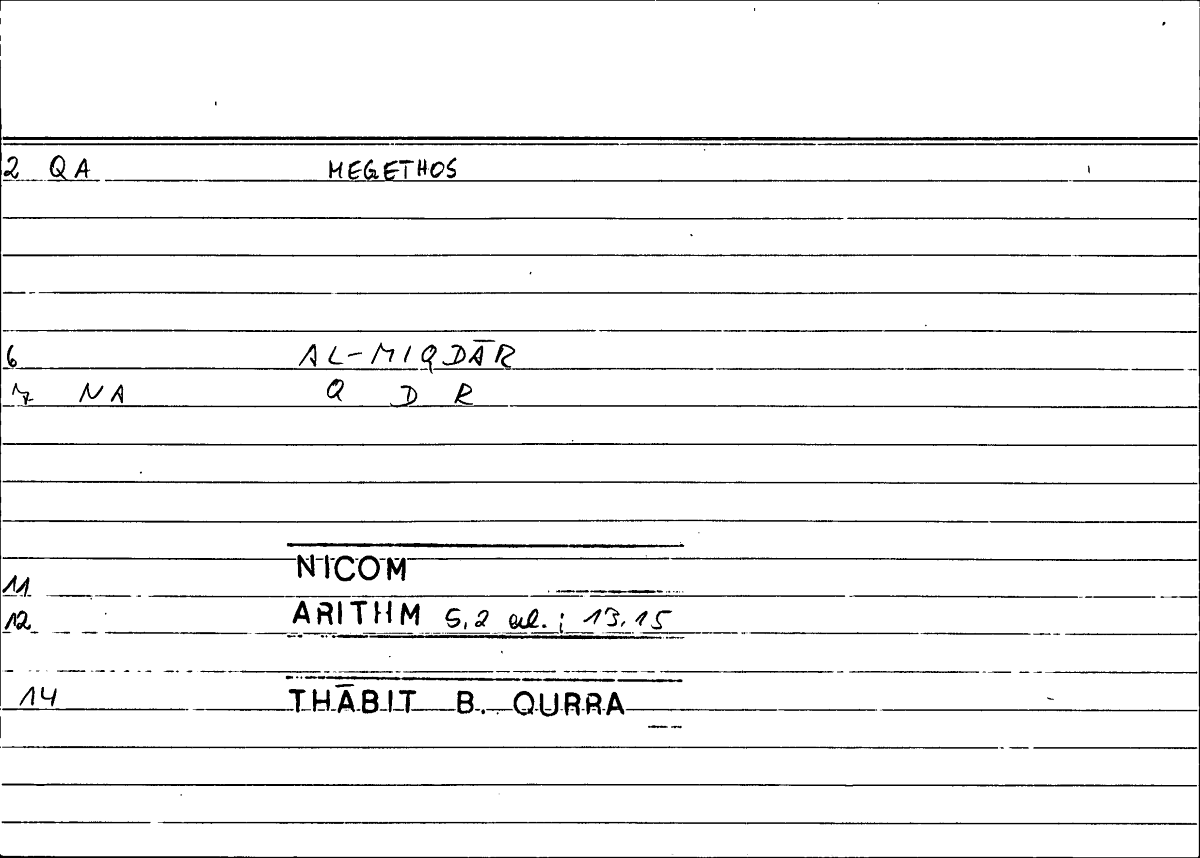 Filecard Nicom.Arithm.3785