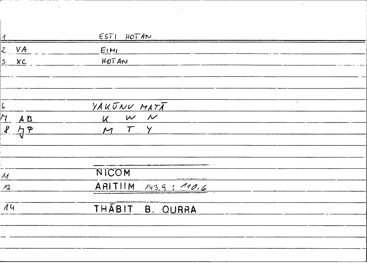 Filecard Nicom.Arithm.4207