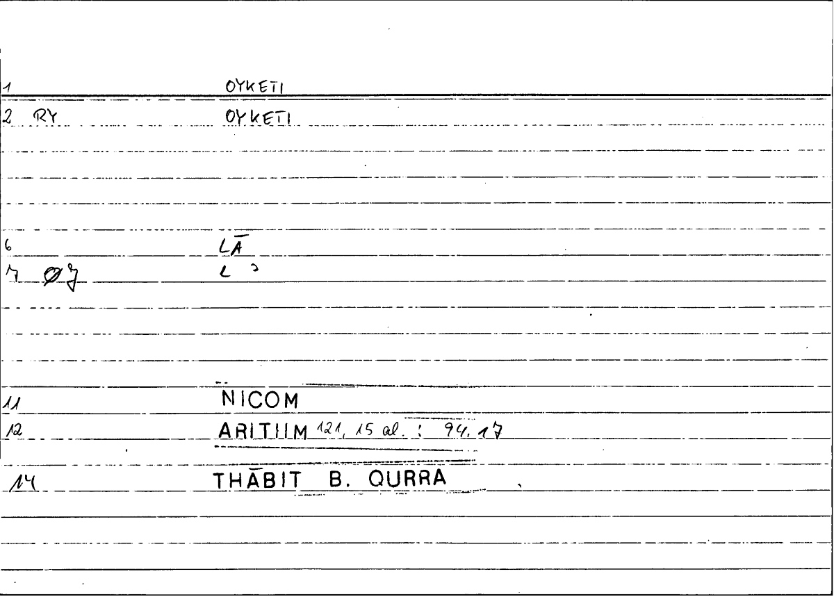 Filecard Nicom.Arithm.4318