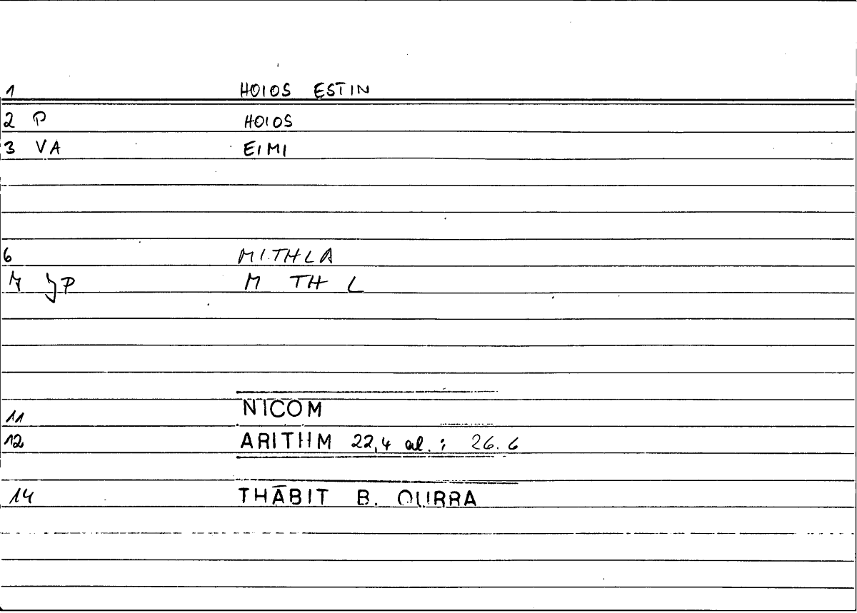 Filecard Nicom.Arithm.4505
