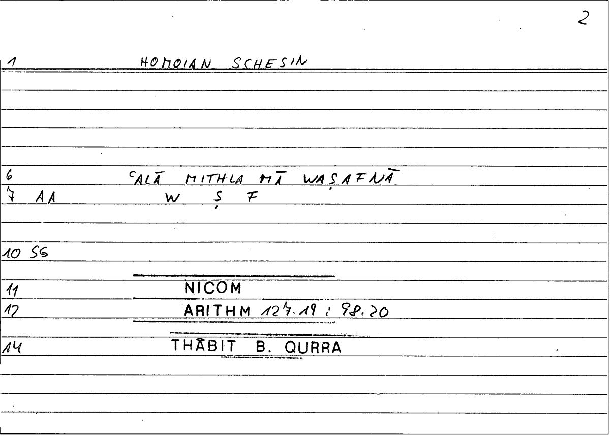 Filecard Nicom.Arithm.4507