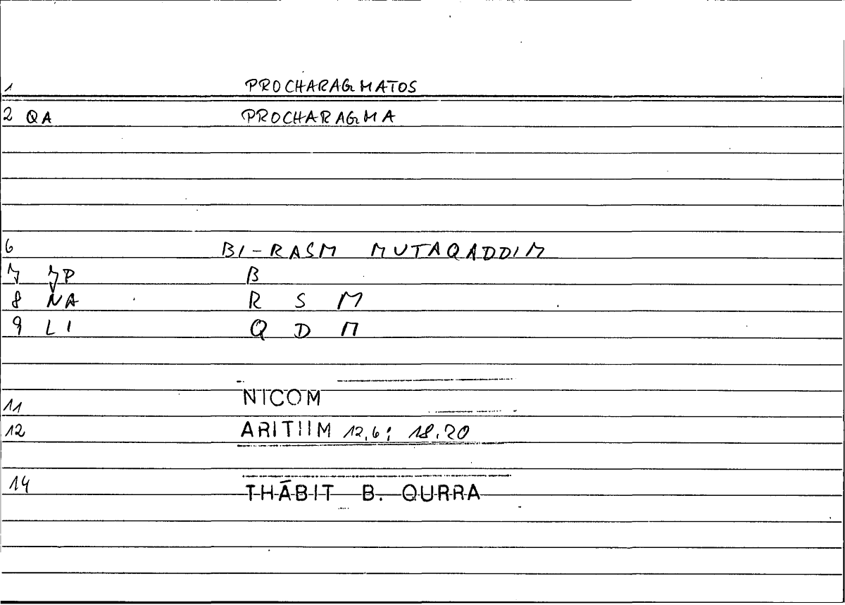 Filecard Nicom.Arithm.1837