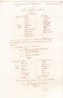 Scan des Originalprotokolls vom 28. August 1748